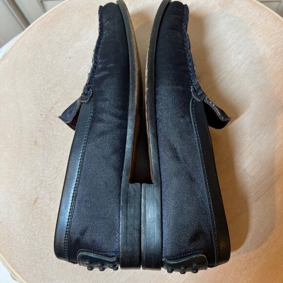 Tod's Women's Satin Loafer Shoe Size 8.5 Navy Blue Driving Shoe - Picture 11 of 11